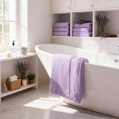 COZYART Bath Towel Set 6 PCS, Luxury Lavender 100% Turkish Cotton 650GSM