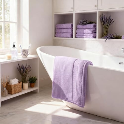 COZYART Bath Towel Set 6 PCS, Luxury Lavender 100% Turkish Cotton 650GSM