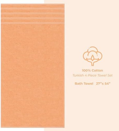 American Soft Linen 100% Cotton Luxury Turkish Towels, 4 PC Bath Towel Set