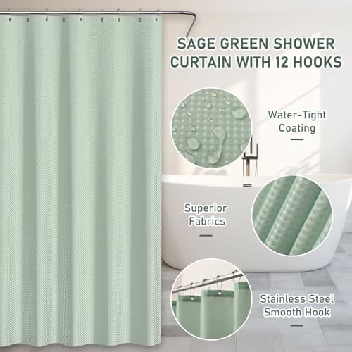 Bathroom Accessory Set - Bathroom Sets with Shower Curtain and Rugs, Sage Green Bathroom Set, 27PC Bathroom Accessories Set, Mini Trash Can, Toilet Brush, Trash Can & Soap Dispenser