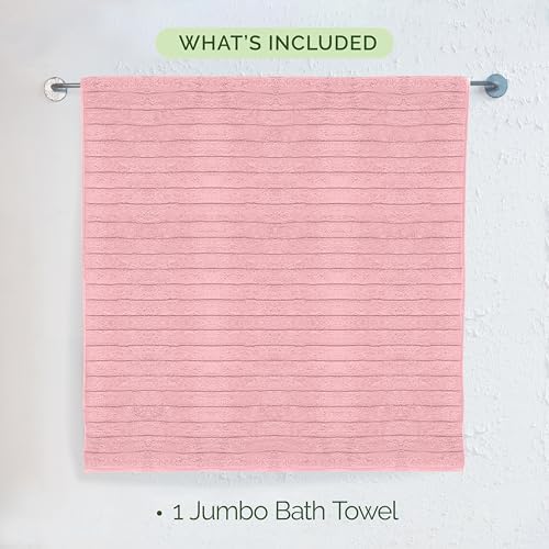 Elegant Comfort 100% Turkish Cotton Corduroy Ribbed Luxury Jumbo Bath Towel Ultra Soft - 35 x 70 Inch - Luxury Spa Premium Hotel Quality Highly Absorbent and Quick Dry Large Bath Towel, Dusty Rose
