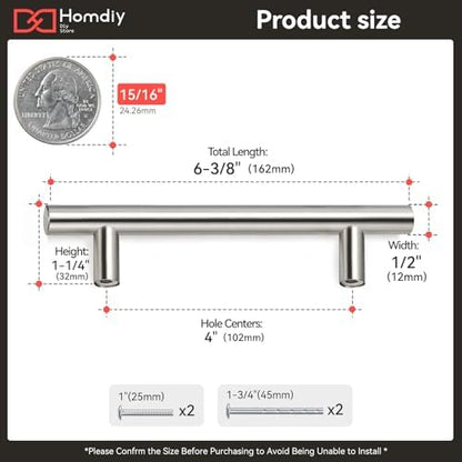homdiy Kitchen Cabinet Handles Brushed Nickel Drawer Pulls 400 Pack 4in (102mm) Hole Centers Cabinet Pulls Brushed Nickel Cabinet Pulls Cupboard Handles Drawer Handles
