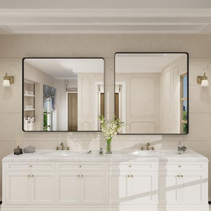 40x36 Inch Black Metal Framed Bathrrom Mirror for Wall