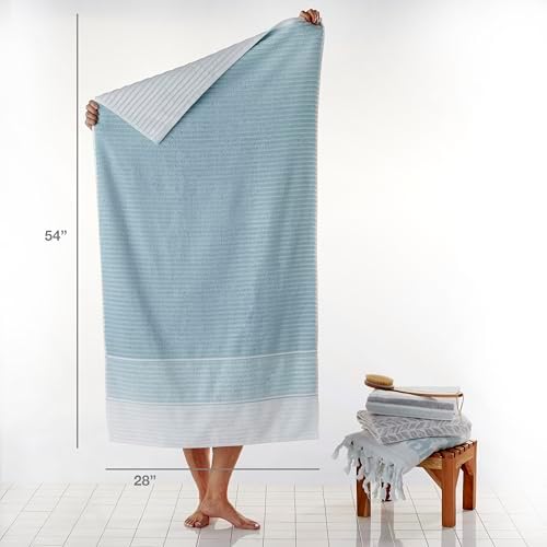 SKL Home Planet Ombre Bath Towel Set-4pc, 100% Turkish Cotton, Aqua