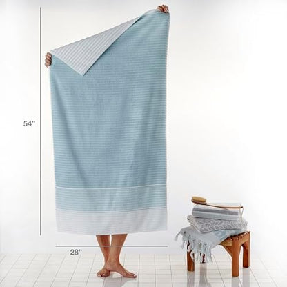SKL Home Planet Ombre Bath Towel Set-4pc, 100% Turkish Cotton, Aqua