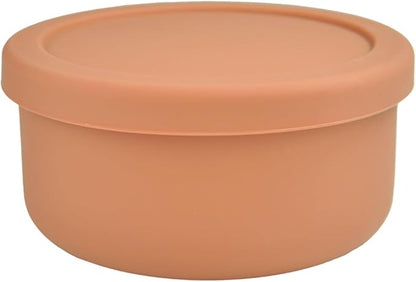 24 fl oz Silicone Food Storage Container with Lid Round Portable Airtight Leakproof Salad Bowl Reusable Meal Prep Container for Soup Stew Leftovers Microwave Fridge Dishwasher Safe BPA Free (Brown)