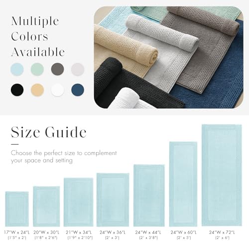 Madison Park Splendor Reversible 100% Cotton Bath Runner, 24 x 72, Blue