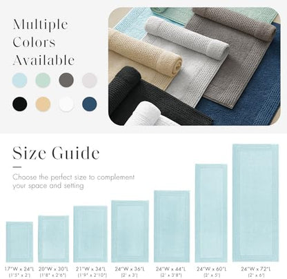 Madison Park Splendor Reversible 100% Cotton Bath Runner, 24 x 72, Blue