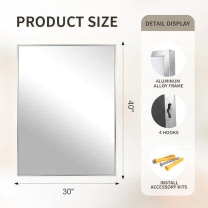 FICTOR Bathroom Vanity Mirror for Over Sink, 30" x 40", Silver