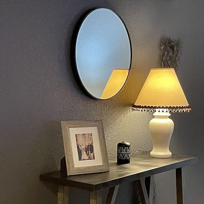 Oruii Small Round Mirror, 18 inch Circle Mirror, Matte Black Metal Frame