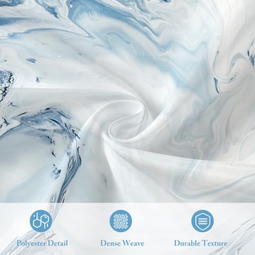 3 in 1 Blue Marble Shower Curtain Set with PEVA Liner & 12 Hooks, 36 x 72