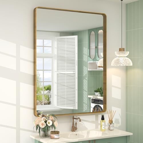 28x36 Inch Gold Framed Mirror for Bathroom
