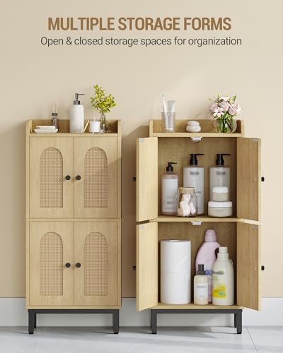 Hzuaneri Bathroom Cabinet, Small Storage Cabinet with 4 Doors