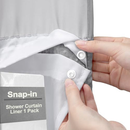 No Hook Shower Curtain Snap-in Fabric Replacement Liner 71" W x 67" L