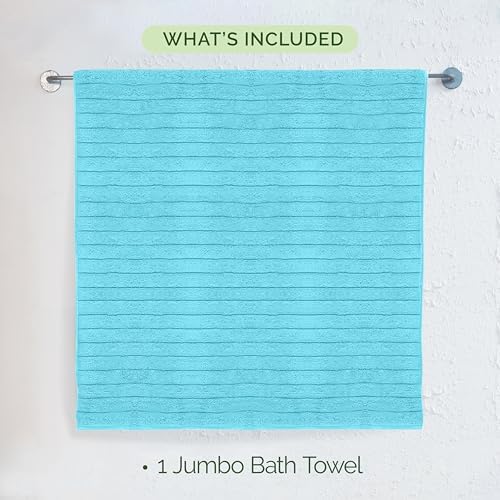 Elegant Comfort 100% Turkish Cotton Corduroy Ribbed Luxury Jumbo Bath Towel Ultra Soft - 35 x 70 Inch - Luxury Spa Premium Hotel Quality Highly Absorbent and Quick Dry Large Bath Towel, Aqua