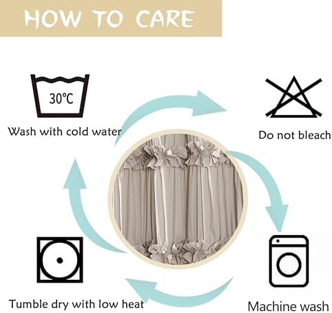 Homechoice Decor Camel Ruffle Stall Shower Curtain, Vintage Handcrafted Bow Tie Bath Curtain for Master Bathroom, Ruched Microfiber Bathroom Curtain with 8 Buttonholes, 48" W x 72" H (LQ-10)