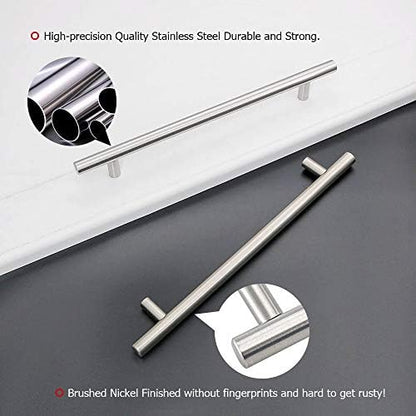homdiy 20 Pack Cabinet Pulls Modern Drawer Pulls HD201SN Cabinet Hardware Stainless Steel Cabinet Handles 10in Hole Centers Round Bar for Kitchen Cabinets, Cupboard Handles