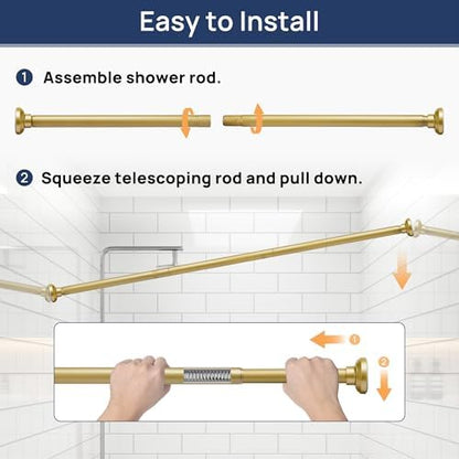 ENJOYBASICS 1" Gold Shower Curtain Rod, 30-64" Adjustable, Secure Tension