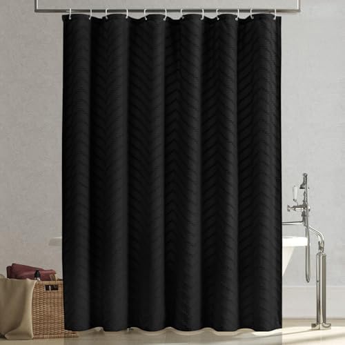 Black Boho Fabric Shower Curtain 72 x 90 Inches