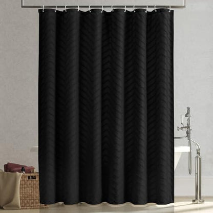 Black Boho Fabric Shower Curtain 72 x 90 Inches