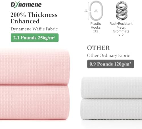 Dynamene Stall Waffle Shower Curtain 256 GSM Heavy Fabric 48x72 Pink