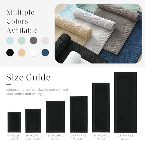 Madison Park Splendor Reversible 100% Cotton Bath Rug, 24 x 36, Black