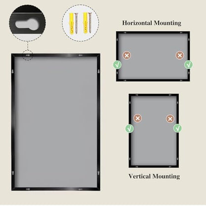Koonmi Black Rectangle Wall Mirror, 30x50 Inch Bathroom Mirror, Aluminum Frame Vanity Mirror for Entryway, Living Room, Bedroom Bathroom, Hangs Horizontally or Vertically