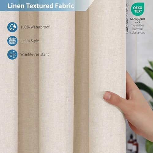 Waterproof Fabric Shower Curtain,No Liner Needed,36x72,Cream