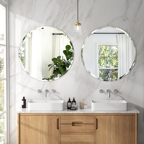 32x32 Inch Bathroom Mirrors for Over Sink, Frameless Mirrors for Wall