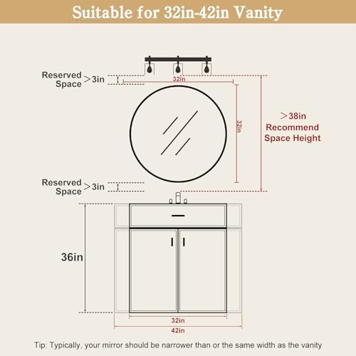 WallBeyond Round Wood Mirror 32 inch Circle Wall Mirror for Bathroom Round Wall Mirror for Wall Decor, Vanity, Entryway Living Room (White)