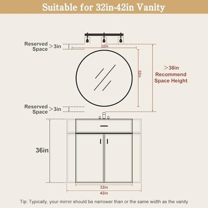 WallBeyond Round Wood Mirror 32 inch Circle Wall Mirror for Bathroom Round Wall Mirror for Wall Decor, Vanity, Entryway Living Room (White)