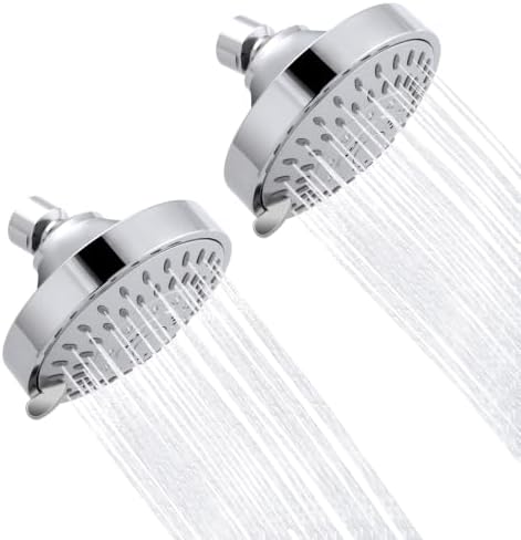AISOSO High Pressure Rain Shower Head 2PCS 5 Modes 4.1 Inch Chrome Silver