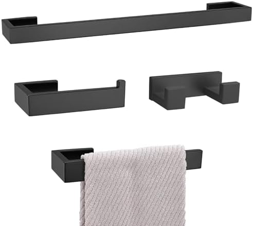 Lairuier Matte Black Bathroom Accessories, 23.6 inches Towel Bar Set