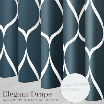 Gelbchu Geometric Shower Curtain for Bathroom, Ombre Aegean Blue, 72x72