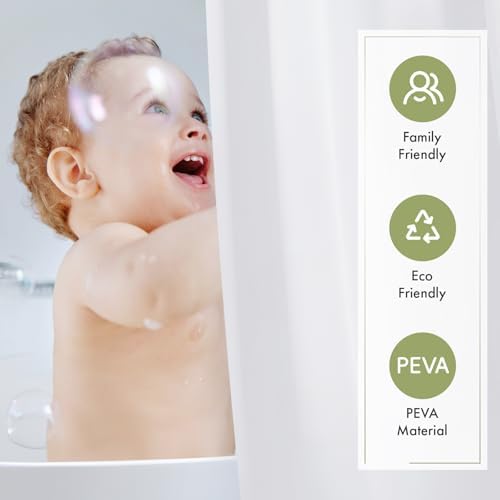 Amazer White Shower Curtain Liner with Magnets, 72x78 Plastic Shower Liner PEVA Waterproof Medium Weight Inside Shower Curtains Liner for Bathroom with Rustproof Grommet