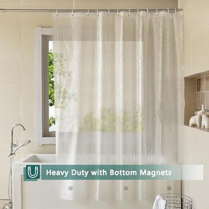 Shower Curtain Liner, 100% Waterproof Eva Shower Curtains with 3 Duty Heavy Bottom Magnets and 12 Rust Proof Grommets, 72x72 Weighted Shower Liner for Shower Stall, Bathtubs