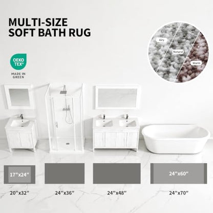 ILANGO Grey and White Toilet Rugs U Shaped 22" × 24" Non Slip & Super Absorbent Extra Thick Soft, Washable Bath Mats for Bathroom Floor, Microfiber Plush Shaggy Contour Bath Rugs for Toilet,Dry Quick