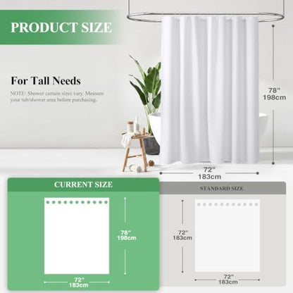 Dynamene Long Waffle Shower Curtain 256 GSM Heavy Fabric 72x78 White