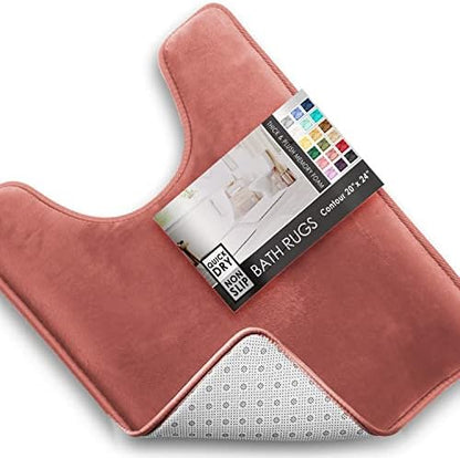 Clara Clark Bathroom Rugs, Velvet Memory Foam Bath Mat, Non-Slip, Machine Washable Bath Rugs - Dries Quickly, Ultra Soft Plush Bath Mats for Bathroom, 20 x 24, Misty Rose