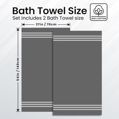 Infinitee Xclusives 100% Ring-Spun Cotton Bath Towels for Bathroom - Pack 2