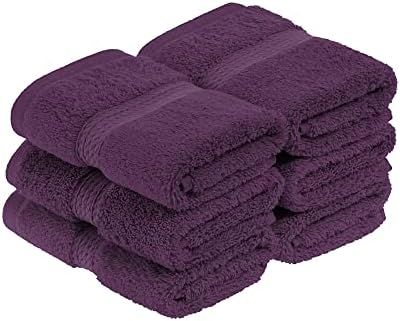 Superior Egyptian Cotton Plush & Absorbent, Face Towel Set of 6, Plum