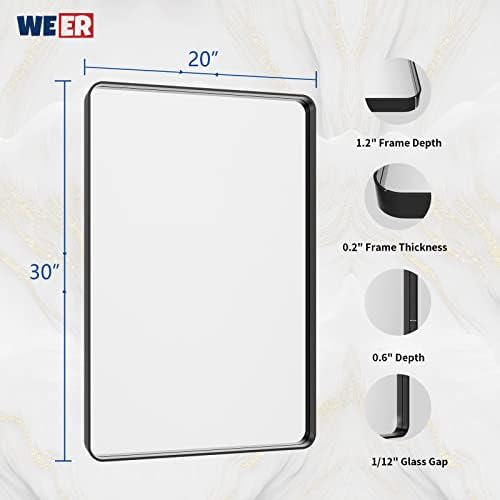 WEER Black Bathroom Vanity Mirror 20X30 Inch