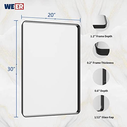 WEER Black Bathroom Vanity Mirror 20X30 Inch