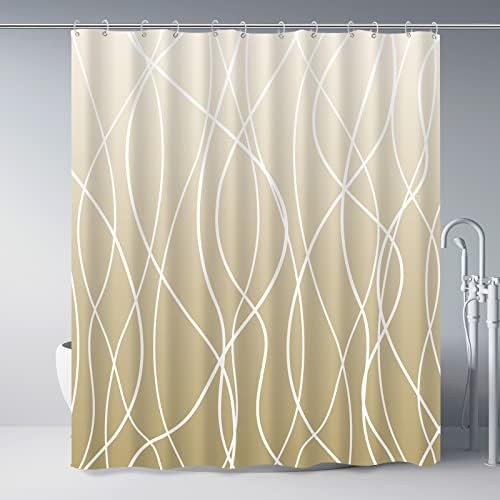 Striped Shower Curtain for Bathroom, Ombre Khaki, 72" W x 72" L