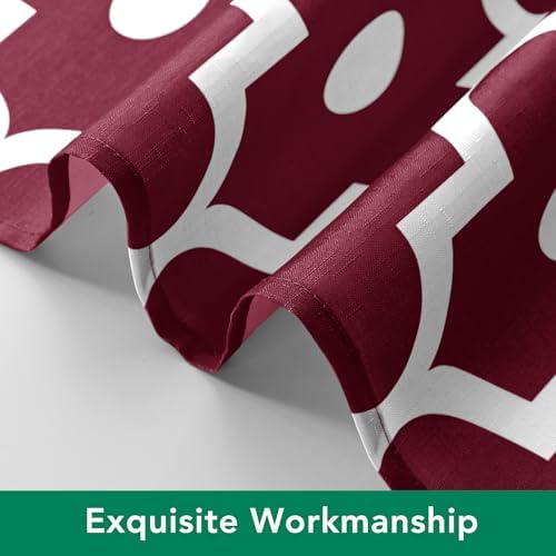 Fabric Modern Moroccan Shower Curtains for Bathroom-Burgundy & White