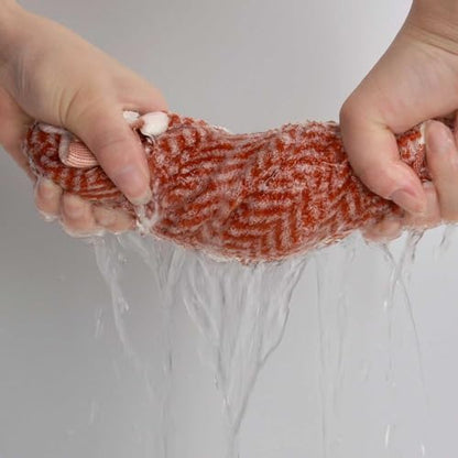 Cleanbear Hand Towels with Herringbone Stripes - Cotton, 4 Pack Coral
