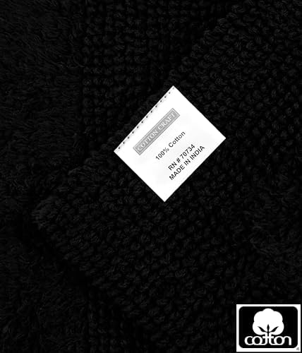 COTTON CRAFT 2 Pack Reversible Bath Mat - Soft Plush Bath Rug -17x24- Black