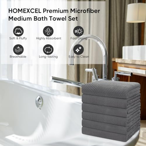 HOMEXCEL 6PK Bath Towel Set, 24x48 in, Absorbent&Quick Dry Towels for Hotel