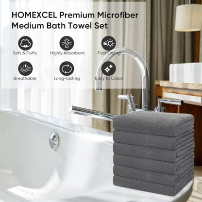 HOMEXCEL 6PK Bath Towel Set, 24x48 in, Absorbent&Quick Dry Towels for Hotel