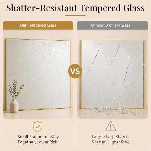 36"x36" Brushed Gold Framed Square Bathroom Vanity Wall Mirror